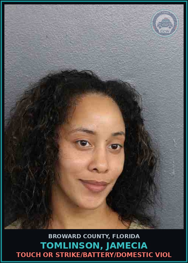 Booking mugshot of TOMLINSON, JAMECIA in Broward County