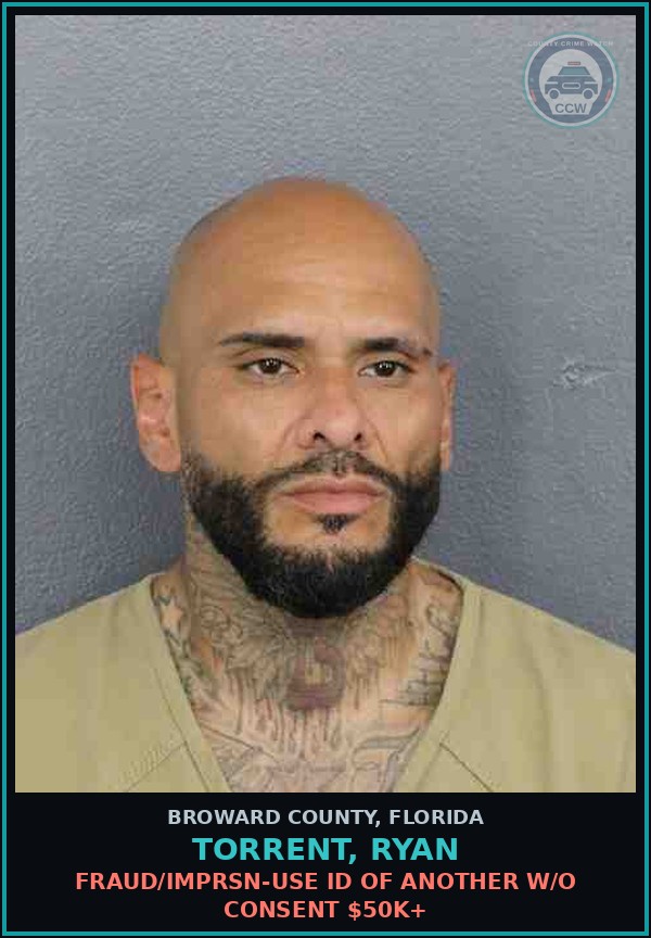Booking mugshot of TORRENT, RYAN in Broward County