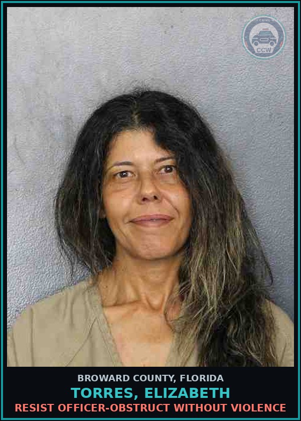 Booking mugshot of TORRES, ELIZABETH in Broward County