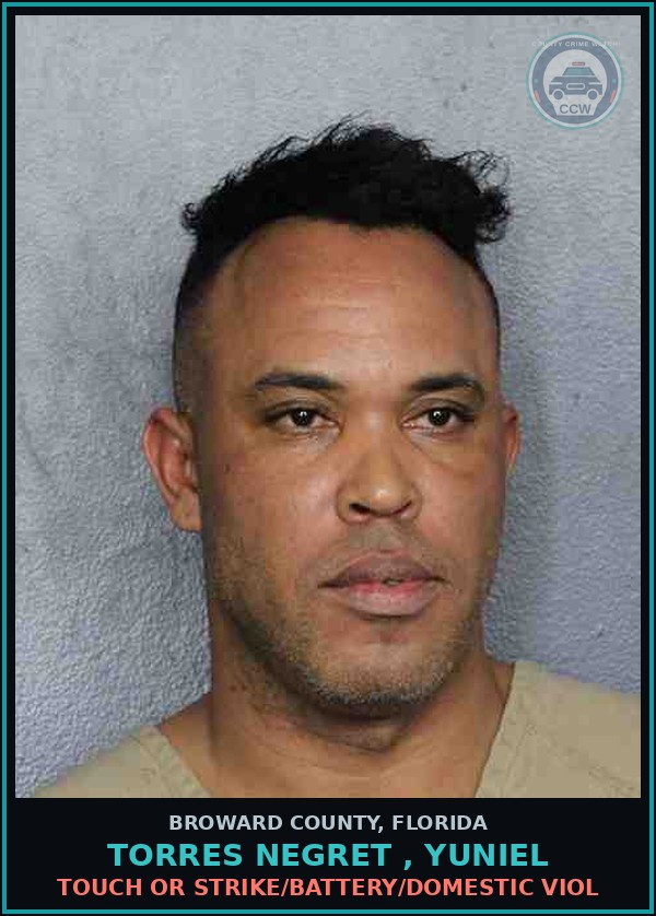 Booking mugshot of TORRES NEGRET , YUNIEL in Broward County