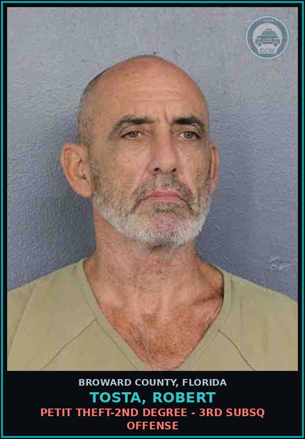 Booking mugshot of TOSTA, ROBERT in Broward County