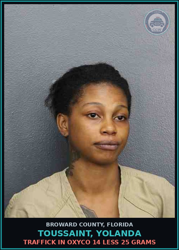 Booking mugshot of TOUSSAINT, YOLANDA in Broward County