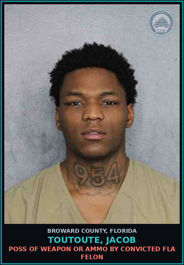 Booking mugshot of TOUTOUTE, JACOB in Broward County
