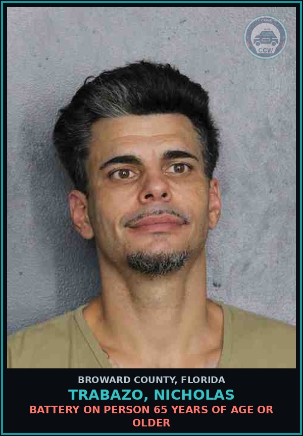 Booking mugshot of TRABAZO, NICHOLAS in Broward County