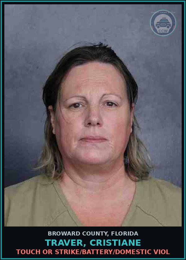 Booking mugshot of TRAVER, CRISTIANE in Broward County