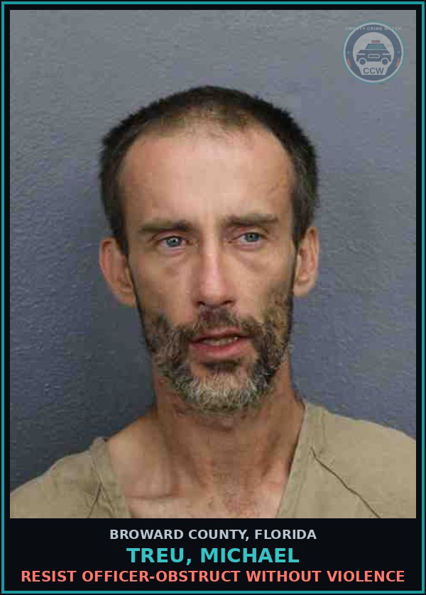 Booking mugshot of TREU, MICHAEL in Broward County