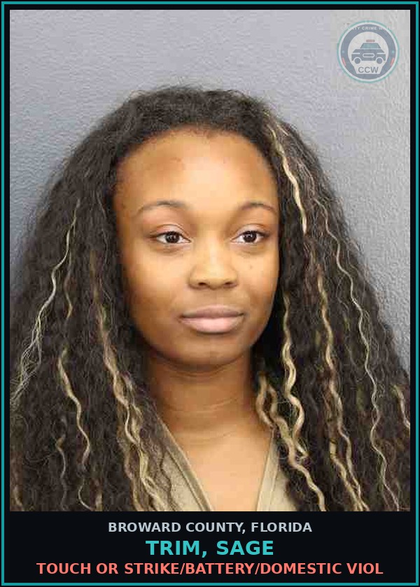 Booking mugshot of TRIM, SAGE in Broward County