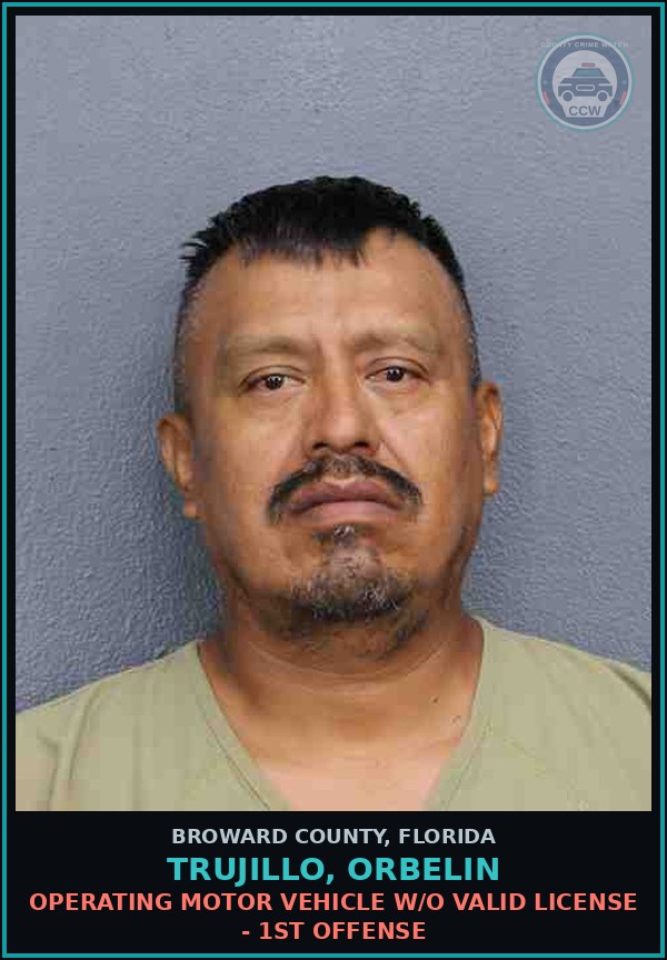 Booking mugshot of TRUJILLO, ORBELIN in Broward County