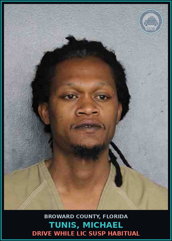 Booking mugshot of TUNIS, MICHAEL in Broward County