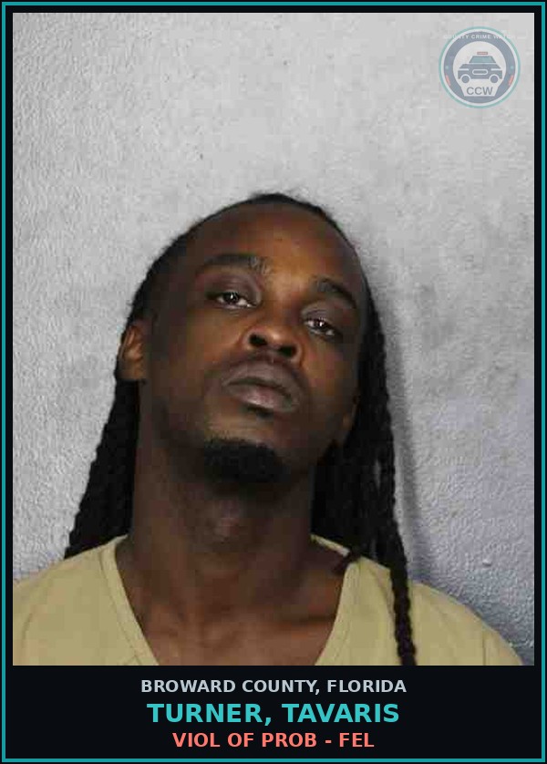 Booking mugshot of TURNER, TAVARIS in Broward County
