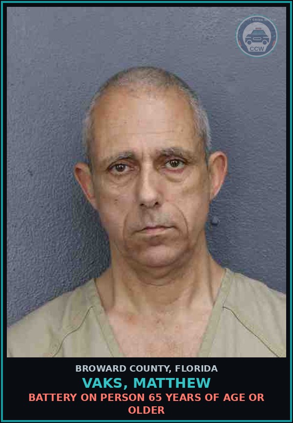 Booking mugshot of VAKS, MATTHEW in Broward County