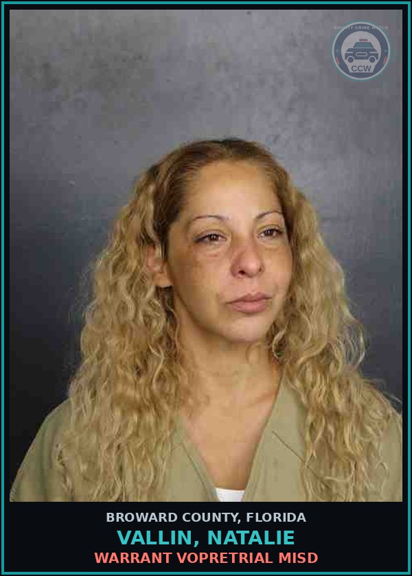 Booking mugshot of VALLIN, NATALIE in Broward County