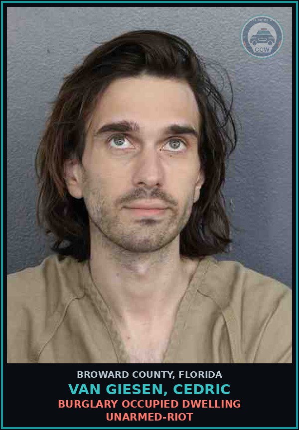 Booking mugshot of VAN GIESEN, CEDRIC in Broward County