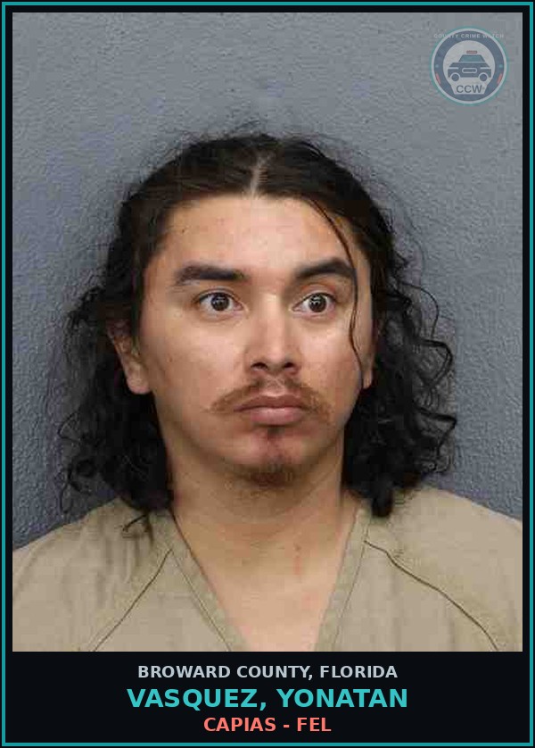 Booking mugshot of VASQUEZ, YONATAN in Broward County