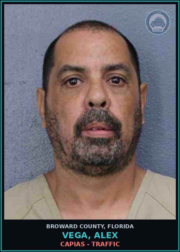 Booking mugshot of VEGA, ALEX in Broward County