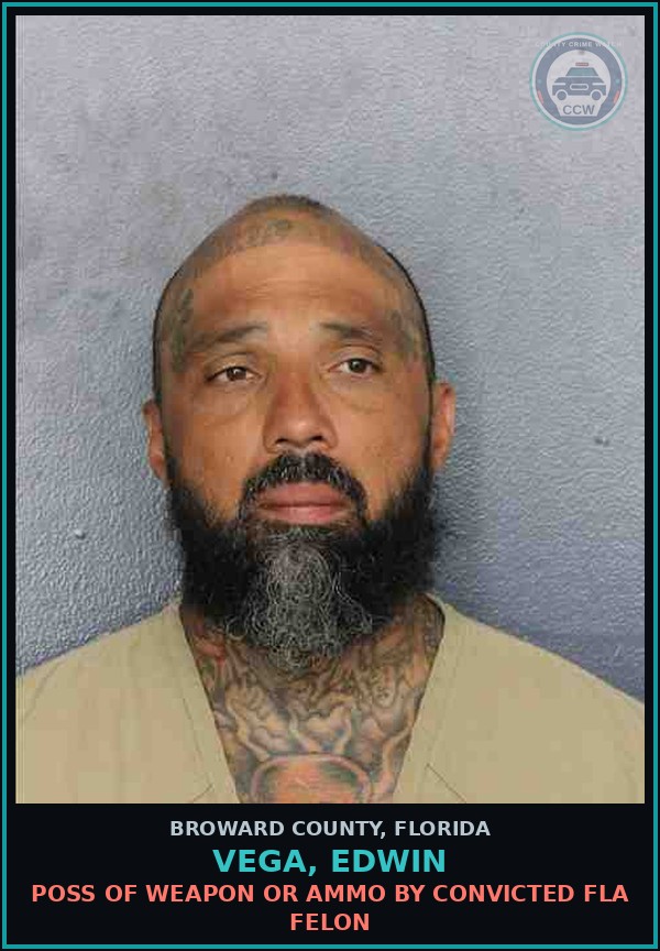 Booking mugshot of VEGA, EDWIN in Broward County