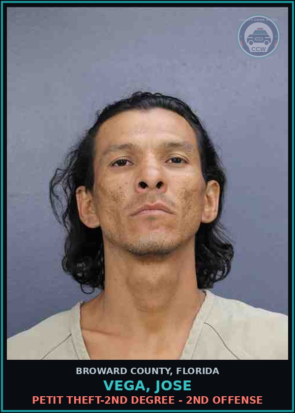 Booking mugshot of VEGA, JOSE in Broward County