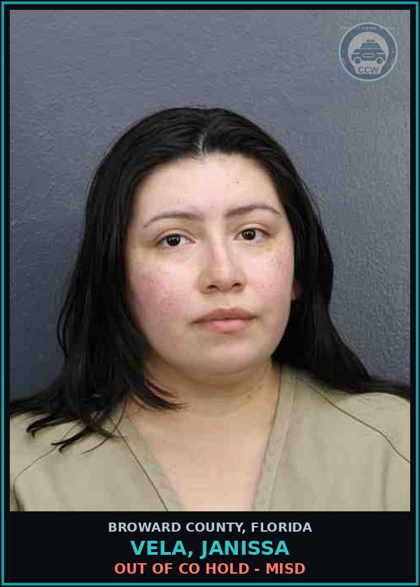 Booking mugshot of VELA, JANISSA in Broward County