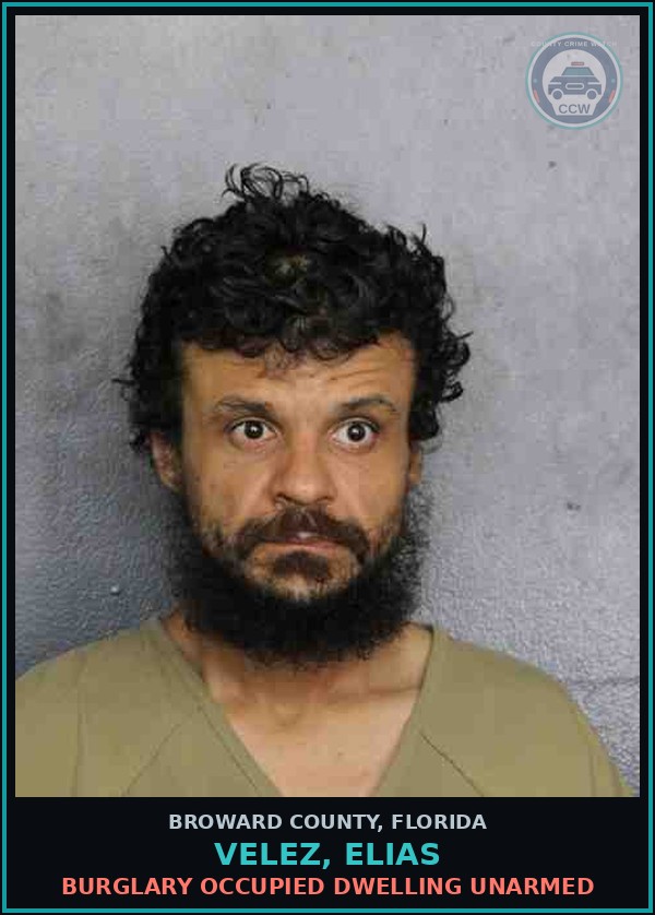 Booking mugshot of VELEZ, ELIAS in Broward County