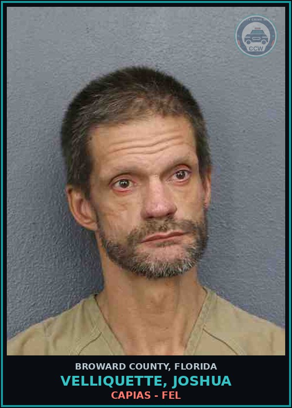 Booking mugshot of VELLIQUETTE, JOSHUA in Broward County