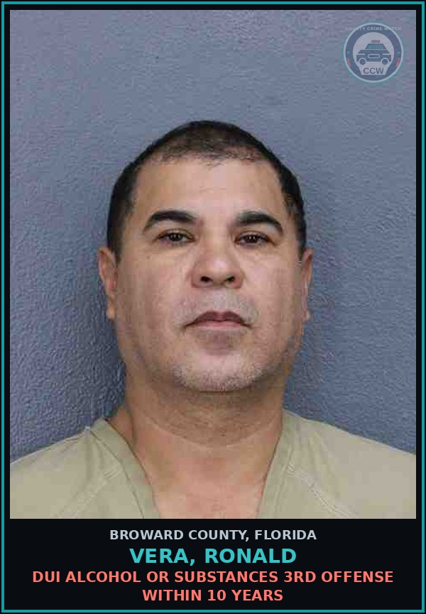 Booking mugshot of VERA, RONALD in Broward County