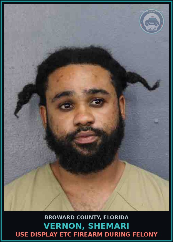 Booking mugshot of VERNON, SHEMARI in Broward County