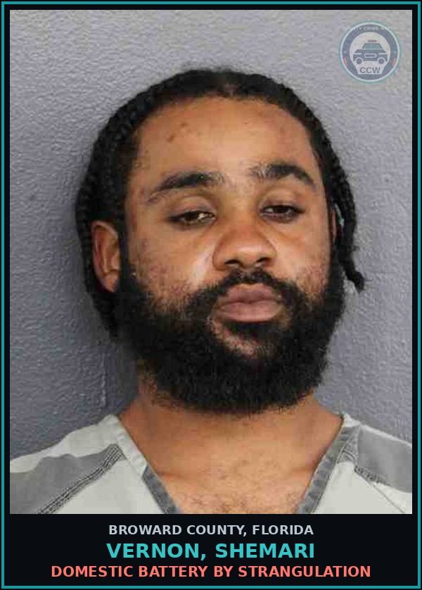 Booking mugshot of VERNON, SHEMARI in Broward County