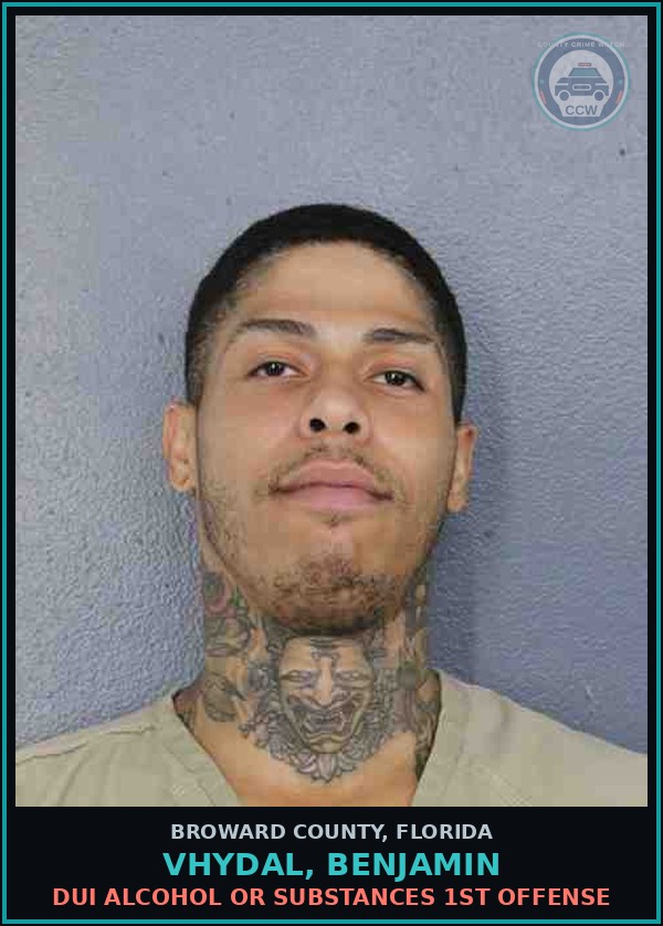Booking mugshot of VHYDAL, BENJAMIN in Broward County