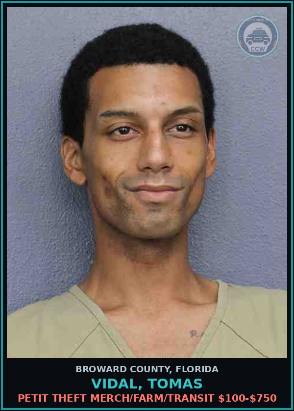 Booking mugshot of VIDAL, TOMAS in Broward County