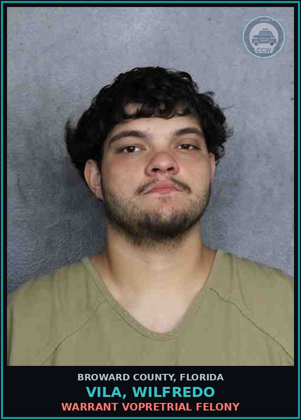 Booking mugshot of VILA, WILFREDO in Broward County