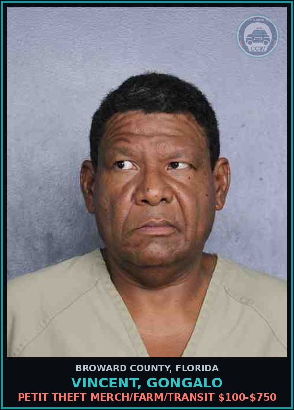 Booking mugshot of VINCENT, GONGALO in Broward County