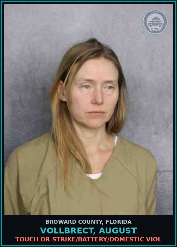 Booking mugshot of VOLLBRECT, AUGUST in Broward County