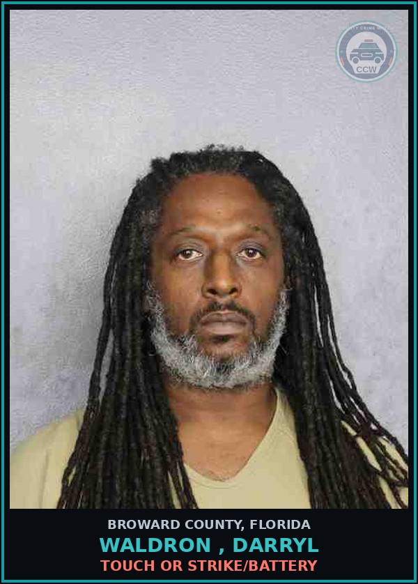 Booking mugshot of WALDRON , DARRYL in Broward County