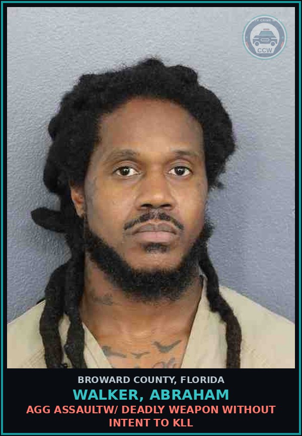 Booking mugshot of WALKER, ABRAHAM in Broward County