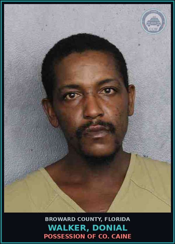 Booking mugshot of WALKER, DONIAL in Broward County