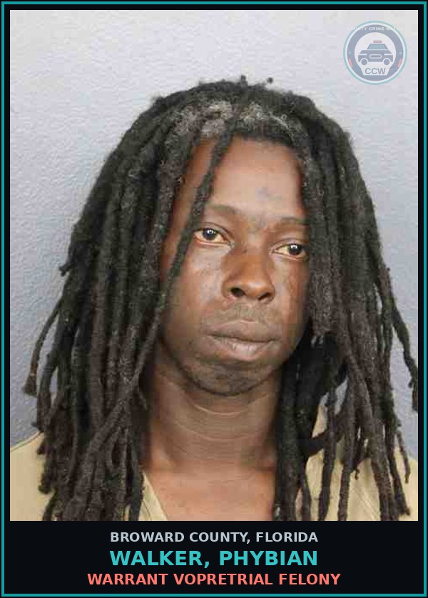 Booking mugshot of WALKER, PHYBIAN in Broward County