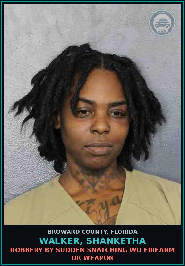 Booking mugshot of WALKER, SHANKETHA in Broward County
