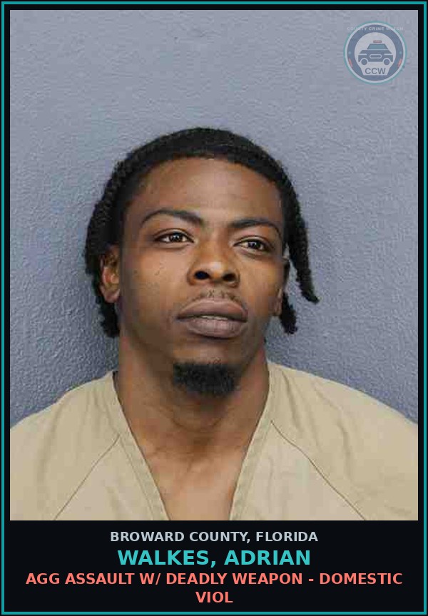 Booking mugshot of WALKES, ADRIAN in Broward County