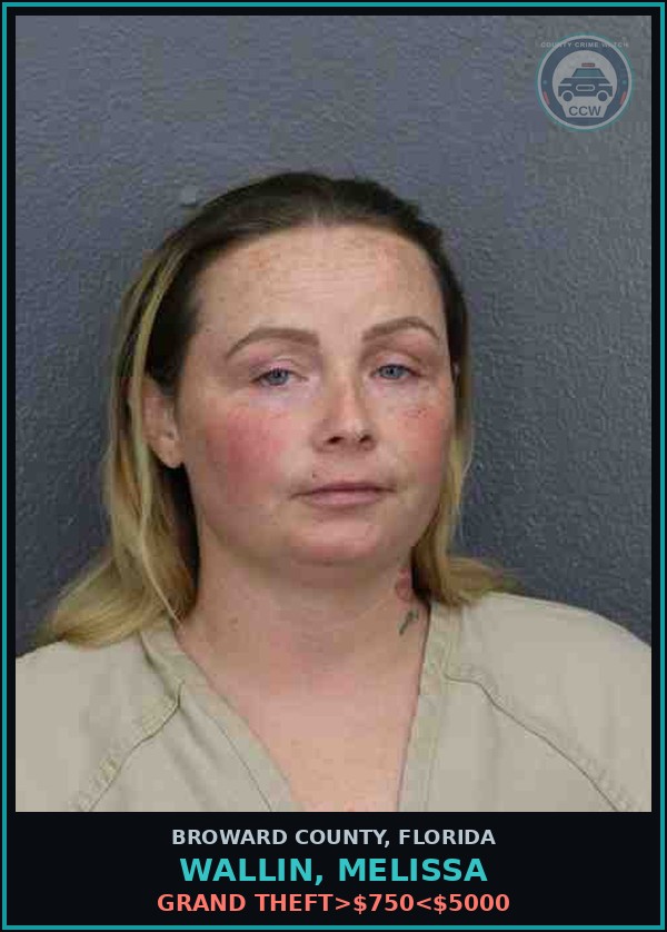 Booking mugshot of WALLIN, MELISSA in Broward County