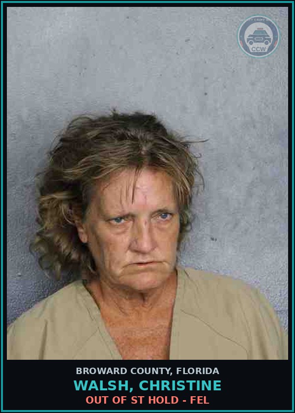 Booking mugshot of WALSH, CHRISTINE in Broward County