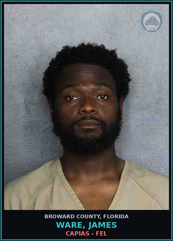 Booking mugshot of WARE, JAMES in Broward County