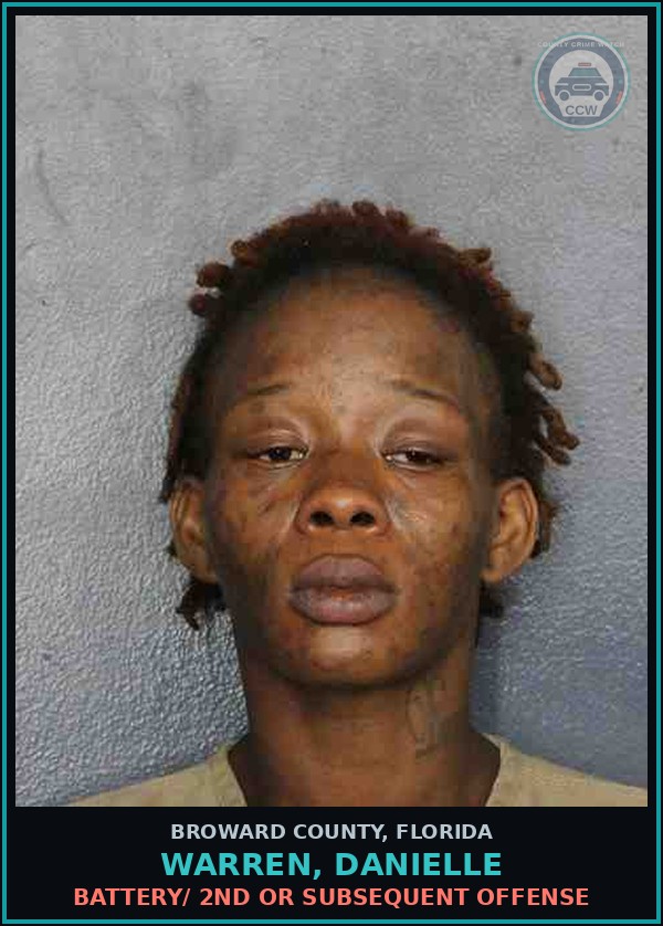 Booking mugshot of WARREN, DANIELLE in Broward County