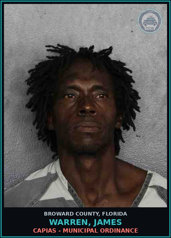 Booking mugshot of WARREN, JAMES in Broward County