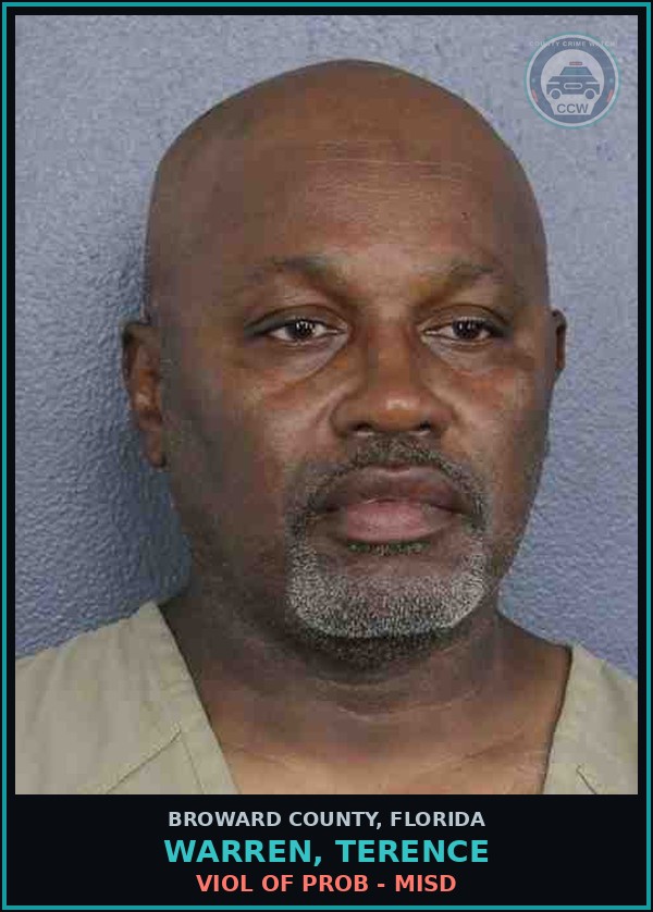 Booking mugshot of WARREN, TERENCE in Broward County