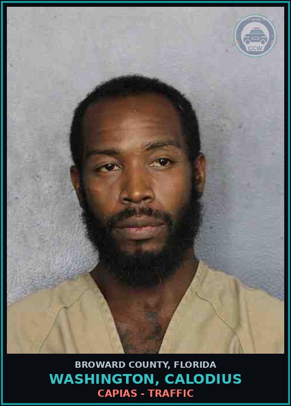 Booking mugshot of WASHINGTON, CALODIUS in Broward County