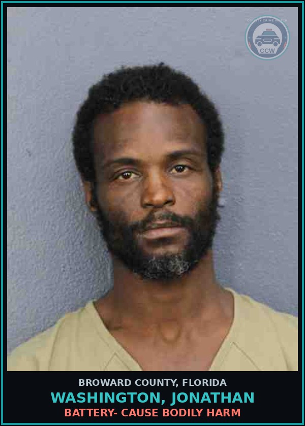 Booking mugshot of WASHINGTON, JONATHAN in Broward County