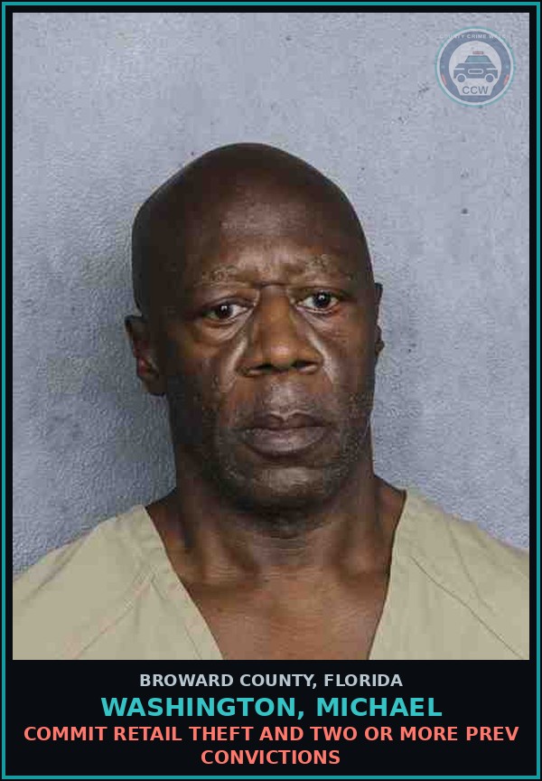 Booking mugshot of WASHINGTON, MICHAEL in Broward County