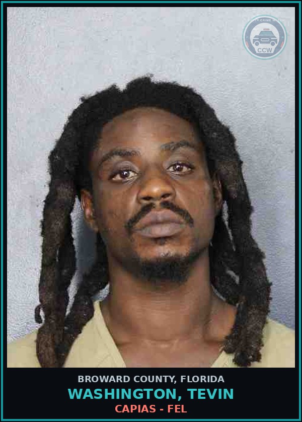 Booking mugshot of WASHINGTON, TEVIN in Broward County