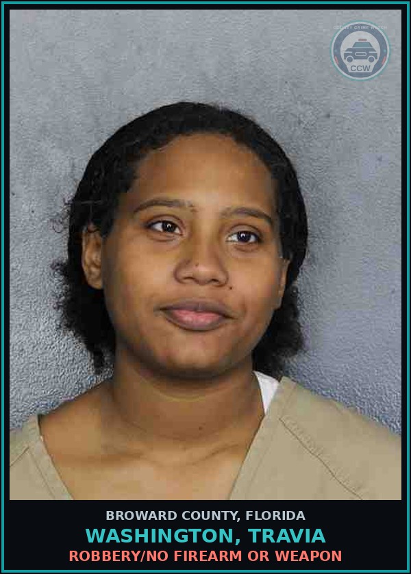 Booking mugshot of WASHINGTON, TRAVIA in Broward County