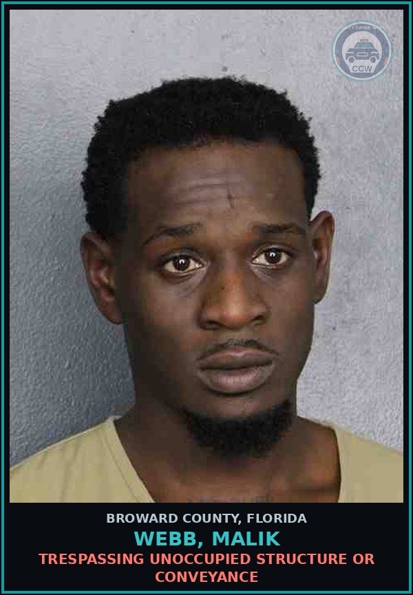 Booking mugshot of WEBB, MALIK in Broward County